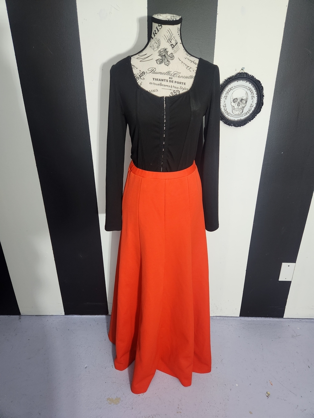 70's Orange Maxi Skirt